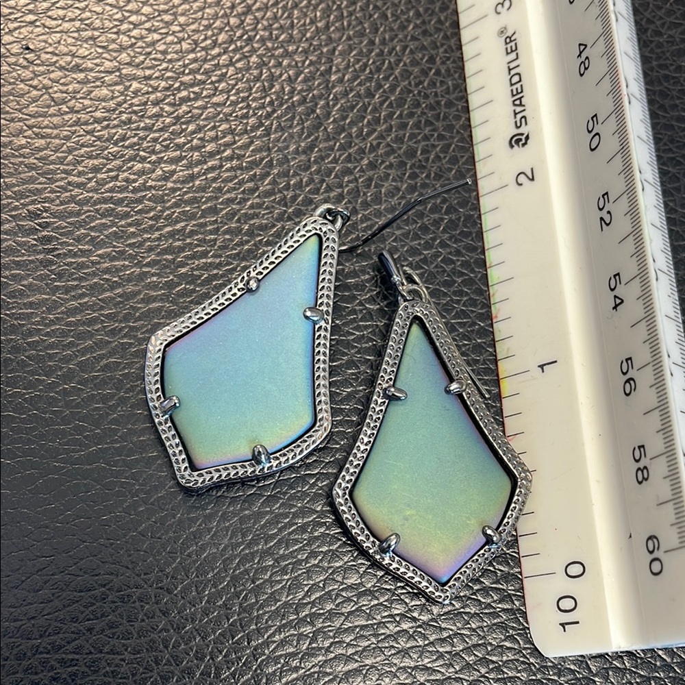 Kendra Scott Silver and Blue Geometric Earrings - Picture 6 of 7